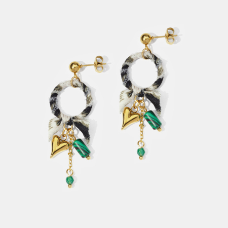 Boucles d'oreilles pendantes en tissu léopard, acier inoxydable, couleur or, imperméables, motif cœur