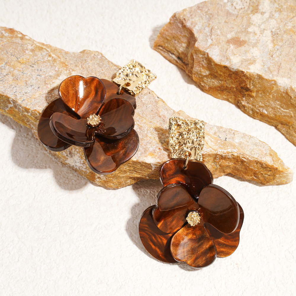 1 Paire De Boucles D'Oreilles Pendantes Rétro En Alliage À Motif Floral Image4