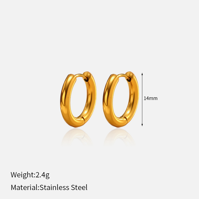 1 Paire De Boucles D'Oreilles Créoles Simples En Acier Inoxydable Étanche Couleur Or 