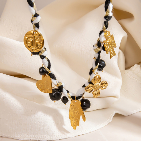 Collier avec pendentif en corde tressée pour femme, luxueux, simple et irrégulier, 1 pièce