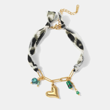 Bracelet à breloques en acier inoxydable étanche couleur or en forme de cœur