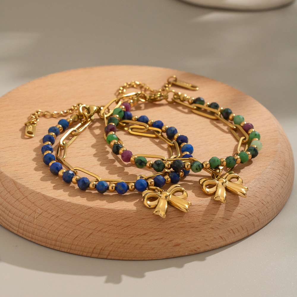 Bracelet En Acier Inoxydable Étanche Avec Perles De Pierre Naturelle (1 Pièce) Image3