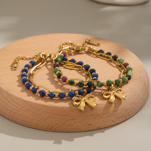 Bracelet En Acier Inoxydable Étanche Avec Perles De Pierre Naturelle (1 Pièce) h5 Image3