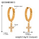 Boucles d'oreilles croix dorée en zircon Image12