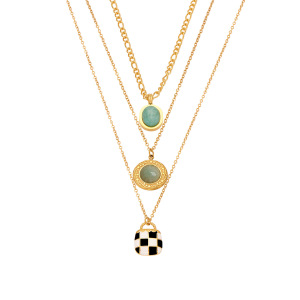 Colliers Pendentifs Ovales Élégants En Calaïte, Acier Inoxydable Et Étanches Pour Femmes h5 Image8