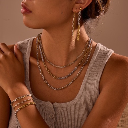 Collier chaîne femme en acier inoxydable imperméable, couleurs assorties (1 pièce)