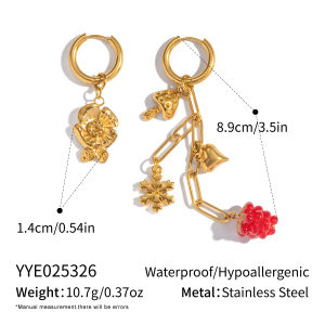 Ensemble De Colliers Romantiques En Acier Inoxydable Doré Avec Motif De Fleurs Et De Raisins, Imperméables. h5