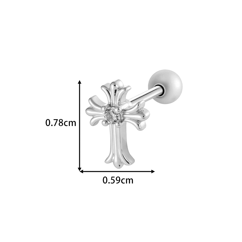 Boucle D'Oreille Piercing En Forme De Cœur, Croix, Cuivre, Couleur Or Et Zircon Image2