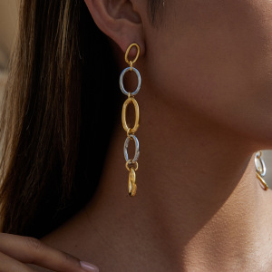 1 Paire De Boucles D'Oreilles Pendantes Classiques Rondes En Acier Inoxydable Étanche, Couleur Or Et Argent, Pour Femme h5 Image4