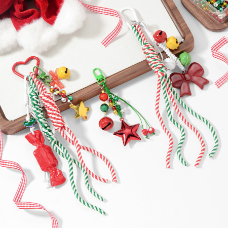 1 breloque de sac de Noël en forme de cœur et de nœud papillon