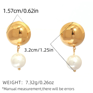 Boucles D'Oreilles Puces Rétro Patchwork En Acier Inoxydable, Couleur Or, Imperméables, Pour Femme (1 Paire) h5 Image2