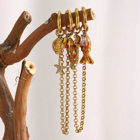 Pendentif étoile de mer en acier inoxydable couleur or pour femme, 1 pièce