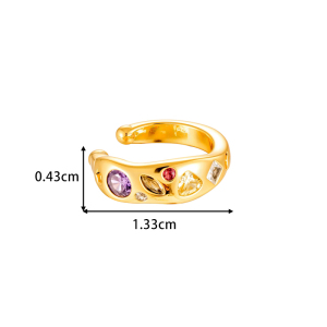 1 Pièce De Manchettes D'Oreilles En Cuivre Doré Et Zircon h5 Image2