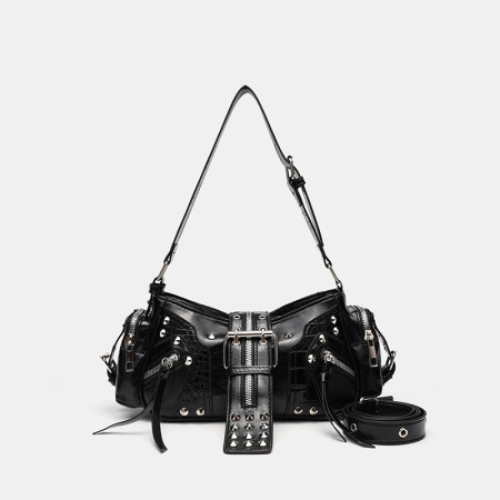 Sac à bandoulière en PU pour femme, série luxueuse, rivets punk, 1 pièce