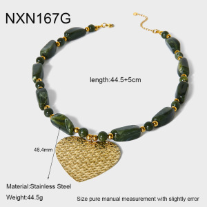 Collier Pendentif Cœur En Perles Acryliques Rétro Couleur Or 1 Pièce h5