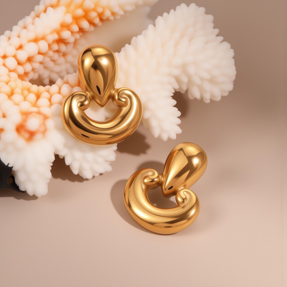 1 Paire De Boucles D'Oreilles Puces Élégantes En Acier Inoxydable Multicolore Étanche Pour Femme h5Image3