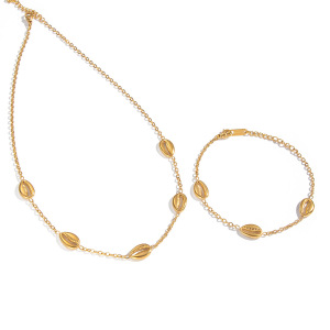 Ensembles De Bijoux Décontractés Pour Femmes En Acier Inoxydable Imperméable Couleur Or, Motif Conque h5 Image5
