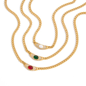 Collier Pendentif Vintage Rond En Acier Inoxydable Étanche Couleur Or Pour Femme (1 Pièce) h5 Image9