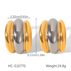 1 Paire De Boucles D'Oreilles À Tige Pour Femme, Couleurs Mixtes Or Et Argent, Pour Un Usage Quotidien h5 Image2