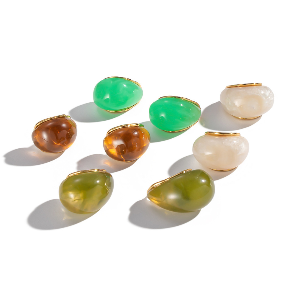 1 Paire De Boucles D'Oreilles Puces Pour Femme, En Acier Inoxydable Imperméable, Couleur Or, De Forme Irrégulière, À Porter Au Quotidien h5Image5