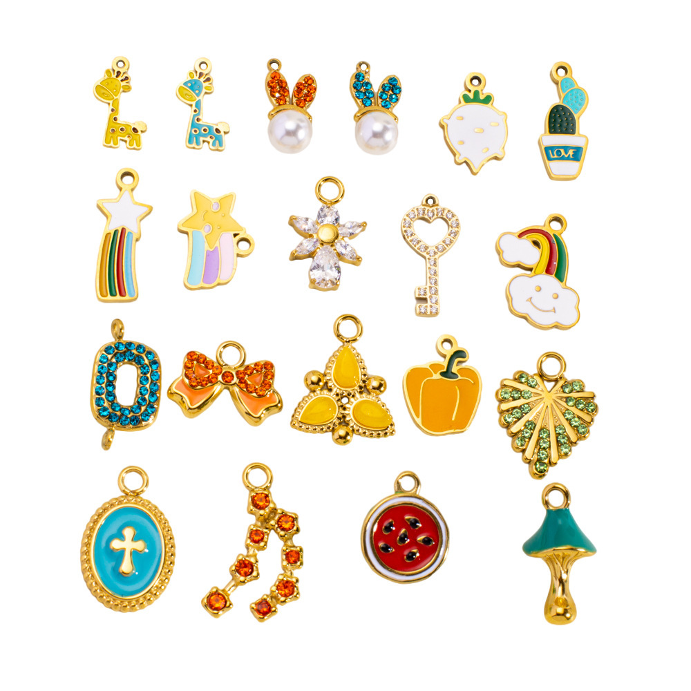 Pendentif Romantique À Faire Soi-Même En Forme De Cœur, D'Animal Ou De Fruit, En Acier Inoxydable Étanche, Couleur Or, Pour Femme (1 Pièce) Image5