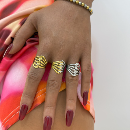 Bague femme simple, forme irrégulière, en acier inoxydable étanche