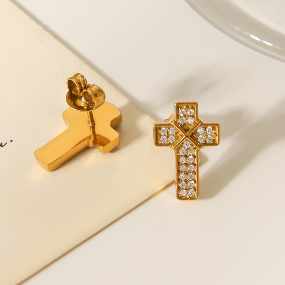 1 Paire De Boucles D'Oreilles À Tige En Acier Inoxydable Et Zircon Pour Femme h5Image7