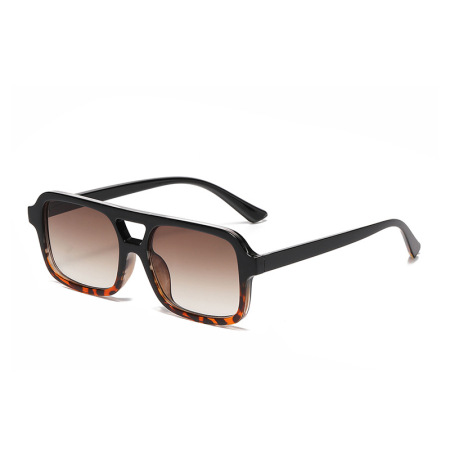 1 paire de lunettes de soleil élégantes et polyvalentes à double pont et imprimé léopard pour femme 2