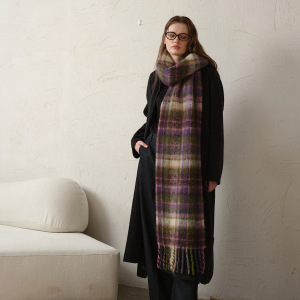 Écharpe D'Hiver Classique À Carreaux En Polyester Pour Femme, 1 Pièce h5 Image2