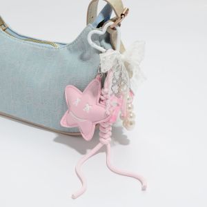 Breloque De Sac En Cuir En Forme De Cœur Avec Nœud Papillon Et Perles (1 Pièce) h5 Image4