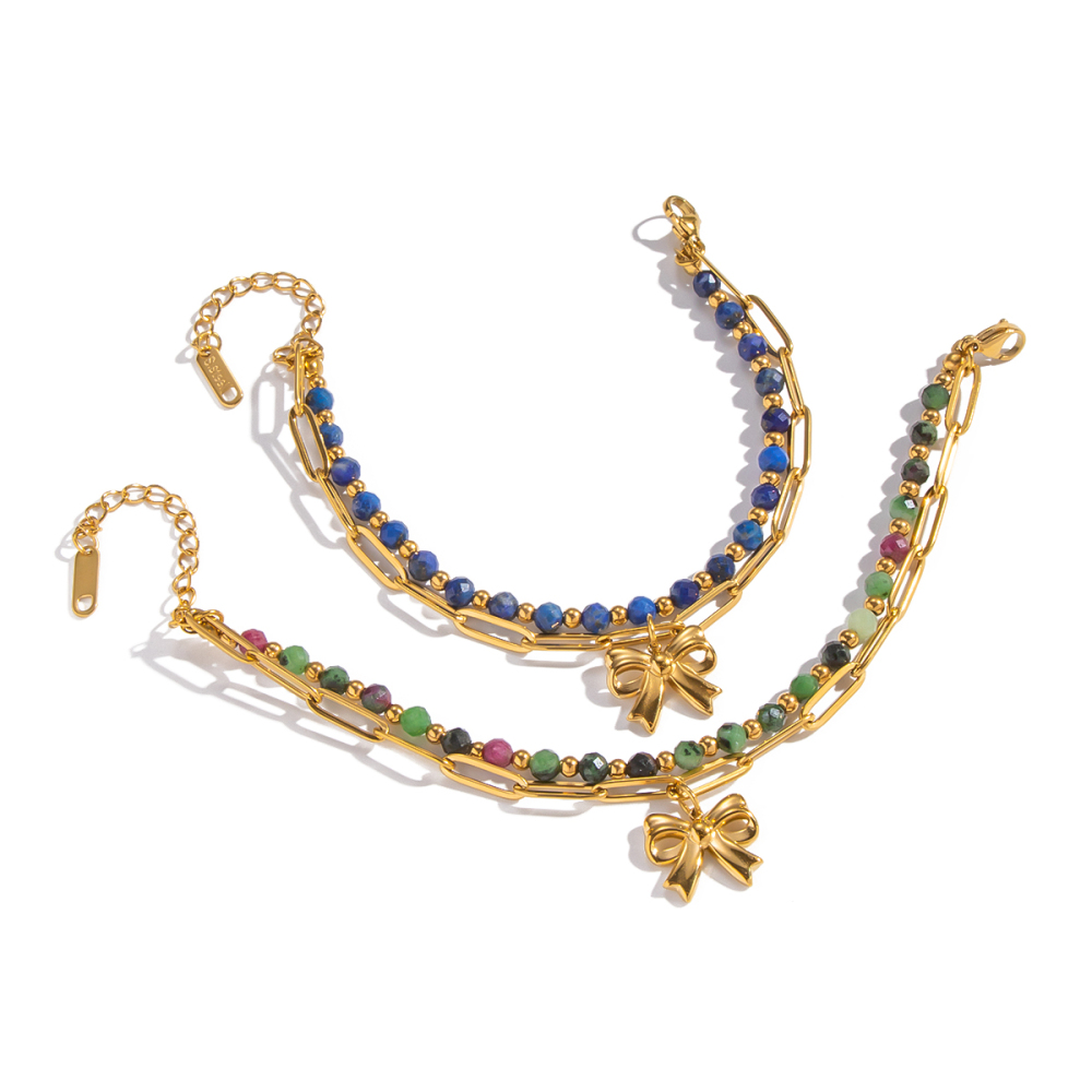 Bracelet En Acier Inoxydable Étanche Avec Perles De Pierre Naturelle (1 Pièce) Image6