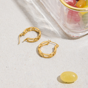 1 Paire De Boucles D'Oreilles Créoles Simples En Acier Inoxydable Imperméable Pour Femme h5 Image5
