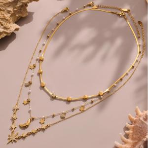 Collier Pendentif Femme Luxueux En Acier Inoxydable Doré, Orné D'Une Étoile (1 Pièce) h5 Image8