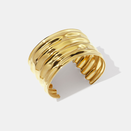 Bracelet manchette étanche en acier inoxydable doré 2