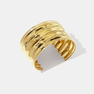 Bracelet Manchette Étanche En Acier Inoxydable Doré h5 Image2