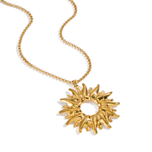 Collier Pendentif Soleil En Acier Inoxydable Étanche Couleur Or (1 Pièce) h5 Image5