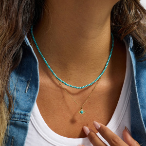 Collier À Plusieurs Rangs Pour Femme, En Acier Inoxydable, Couleur Or, Orné D'Un Délicat Œil De Diable En Calaïte. (1 Pièce) h5 Image4