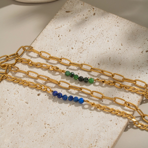 Bracelet En Acier Inoxydable Étanche Avec Perles De Pierre Naturelle (1 Pièce) h5 Image2