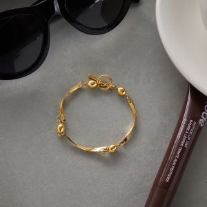 Bracelet Chaîne Femme Moderne À Lignes Ondulées En Acier Inoxydable, Couleur Or, Étanche (1 Pièce). h5 Image7
