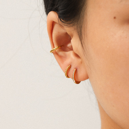 1 paire de boucles d'oreilles créoles rondes en acier inoxydable étanche couleur or