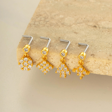 1 pièce de piercing de nez en zircon couleur cuivre doré