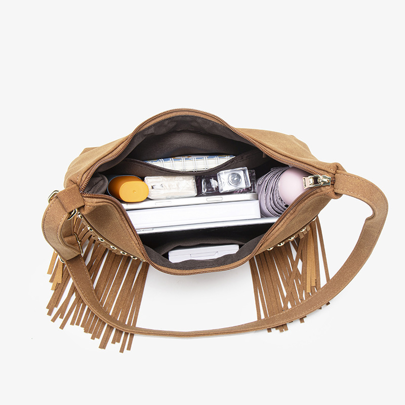 Sac À Bandoulière Femme Rétro À Pompons, 1 Pièce, Collection Simple Image3