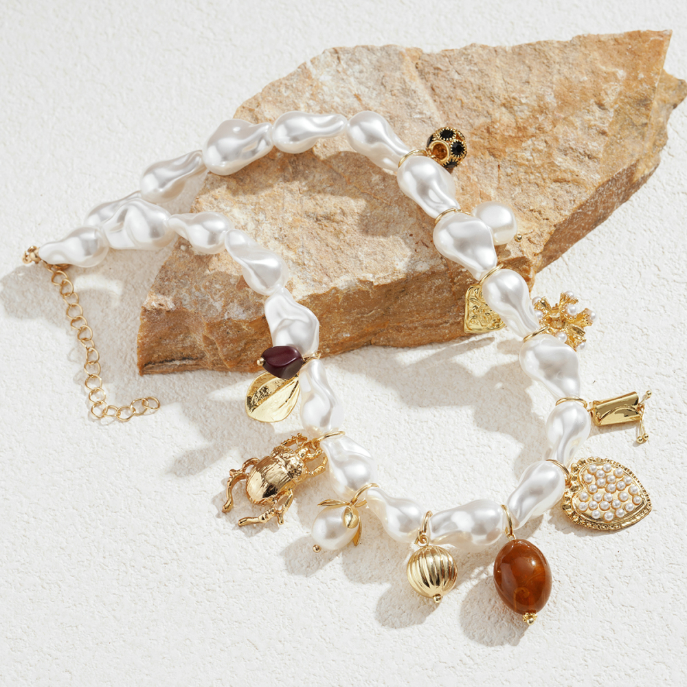 Collier Avec Pendentif En Forme De Cœur En Perles Artificielles, 1 Pièce Image5