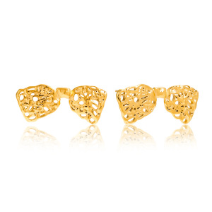 Boucles D'Oreilles Puces Pour Femme, En Acier Inoxydable Doré, Ajourées, Avec Nœud Papillon Romantique (1 Paire). h5 