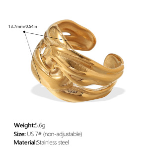 Bague Minimaliste Ronde En Acier Inoxydable Étanche Couleur Or (1 Pièce) h5 