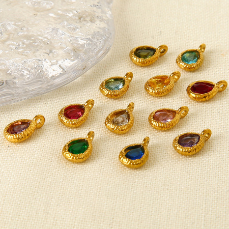 Pendentif femme luxueux et élégant en forme de goutte, en acier inoxydable étanche couleur or (1 pièce) 2