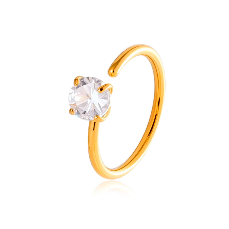Piercing De Nez Minimaliste Pour Femme, En Acier Inoxydable Étanche, Couleur Or, Forme Ronde Ou Rectangulaire, Avec Zircon.