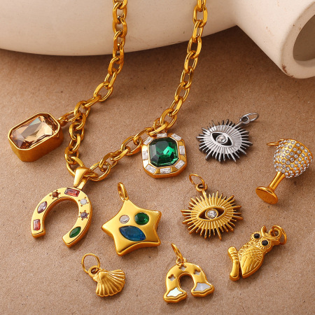 Pendentif DIY étanche en acier inoxydable couleur or (1 pièce) 2