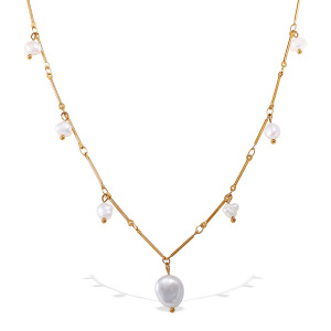 Collier Pendentif Perle Couleur Or En Acier Inoxydable Étanche (1 Pièce) h5 Image4