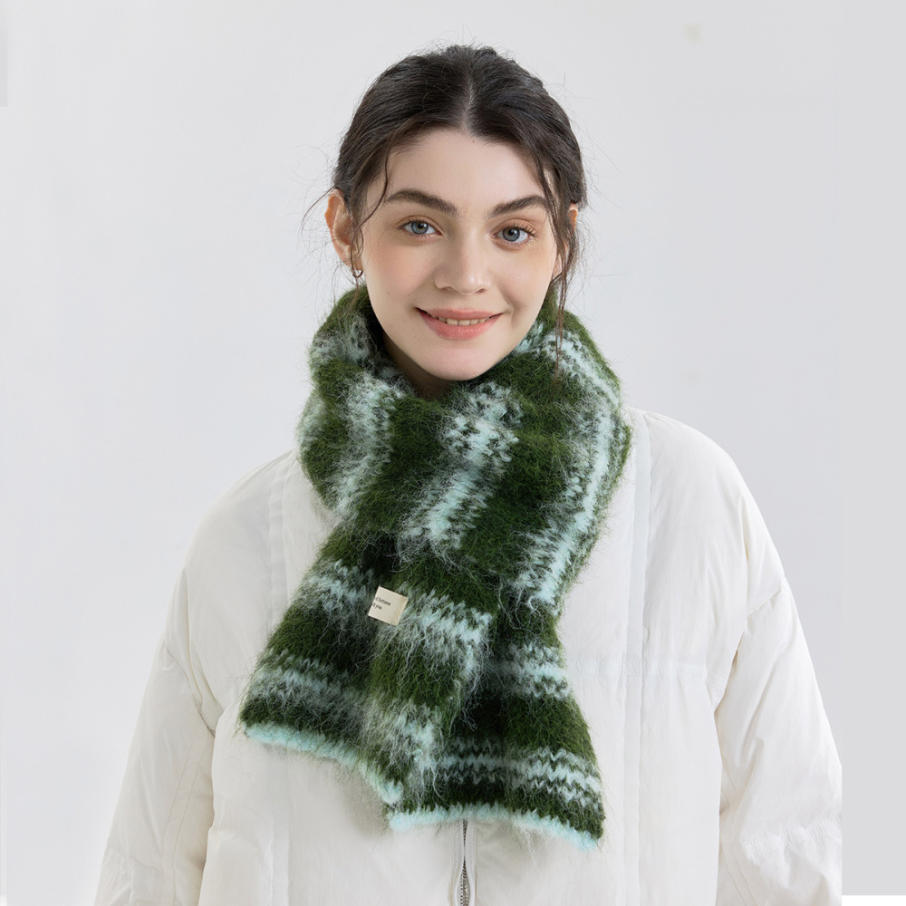 1 Écharpe D'Hiver En Polyester À Rayures Charmantes Pour Femme 